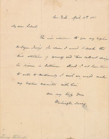 Lot #618 Washington Irving Handwritten Letter Signed - Image 1