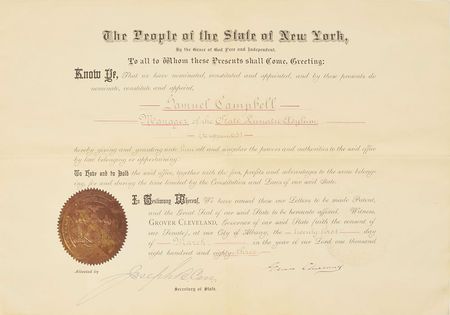 Lot #261 Grover Cleveland: Governor's appointment for 