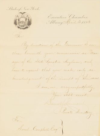 Lot #261 Grover Cleveland: Governor's appointment for 
