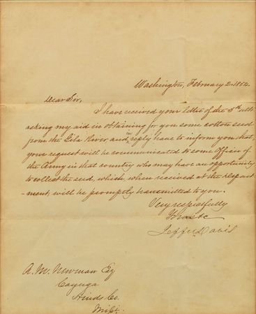 Lot #473 Jefferson Davis: Davis offers aid in helping collect 