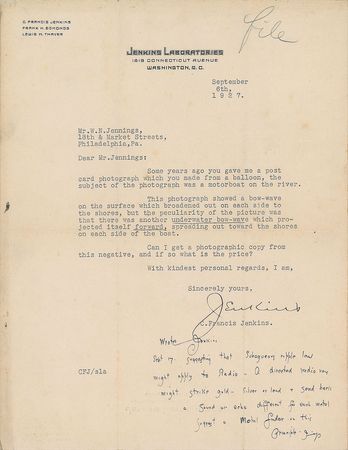 Lot #139 Charles Francis Jenkins Letters - Image 2