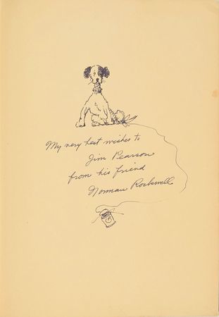 Lot #527 Norman Rockwell: Inscribed with a wonderful puppy dog sketch - Image 1