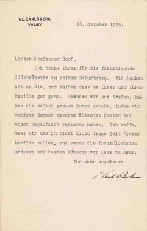 Lot #10 Niels Bohr Typed Letter Signed