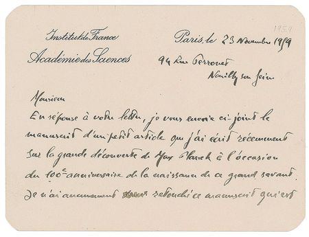 Lot #34 Louis de Broglie: Broglie honors Planck's 100th birthday - Image 1