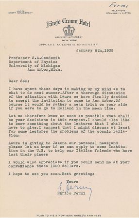 Lot #44 Enrico Fermi: Fermi plans lectures on