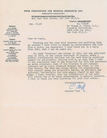 Lot #52 Casimir Funk: 