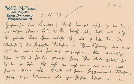 Lot #99 Max Planck Handwritten Letter Signed - Image 1