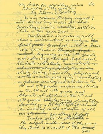 Lot #122 Glenn Seaborg Handwritten Draft - Image 1