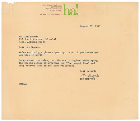 Lot #905 Jim Henson Signed Photograph - Image 2