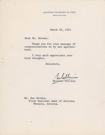 Lot #187 Michael Collins Typed Letter Signed - Image 1