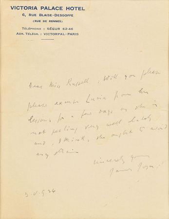 Lot #588 James Joyce: Joyce excuses his daughter Lucia - Image 2