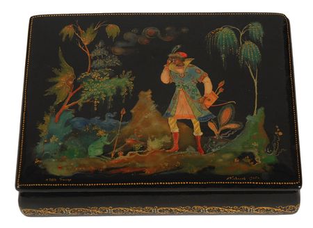 Lot #292 Ronald Reagan: Brilliant Palekh lacquer box used by the Reagans at the White House - Image 1
