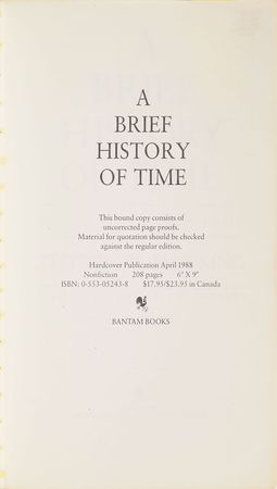 Lot #59 Stephen Hawking: Rare galley proof of A Brief History of Time - Image 1