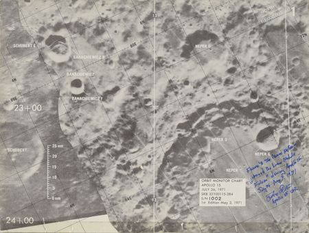 Lot #108 Dave Scott's Apollo 15 Flown Lunar Orbit Monitor Chart: Long 