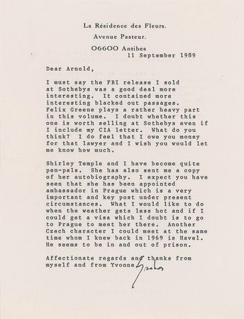 Lot #615 Graham Greene Typed Letter Signed - Image 1
