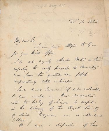 Lot #32 Humphry Davy: Davy solicits early chemistry manuscripts for the Royal Society's library - Image 1