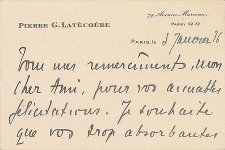 Lot #504 Pierre-Georges Latecoere Handwritten Letter Signed - Image 1