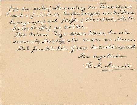 Lot #81 Hendrik Antoon Lorentz Handwritten Letter Signed - Image 2