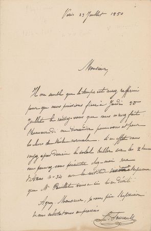 Lot #48 Leon Foucault Handwritten Letter Signed