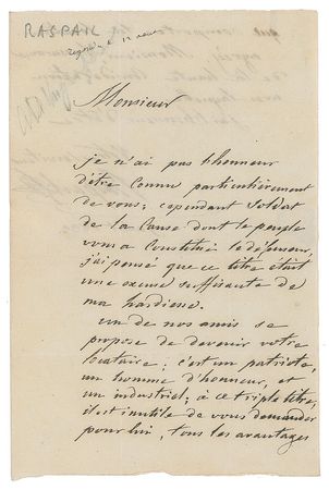 Lot #103 Francois-Vincent Raspail Handwritten Letter Signed - Image 1