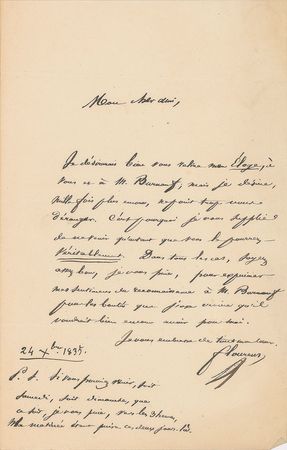 Lot #47 Jean Pierre Flourens Handwritten Letter Signed - Image 1