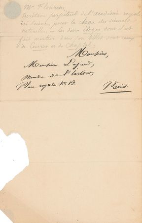 Lot #47 Jean Pierre Flourens Handwritten Letter Signed - Image 2