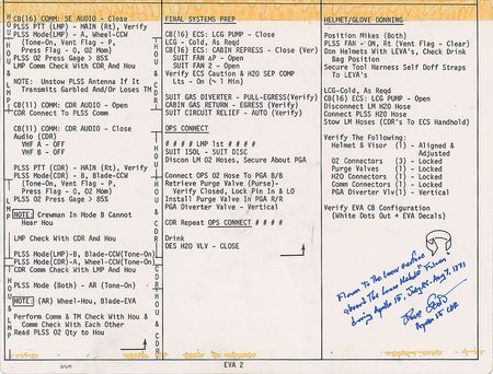 Lot #107 Dave Scott's Apollo 15 Flown Lunar Module Cue Card: Double cue cards for the second Apollo 15 EVAâ??