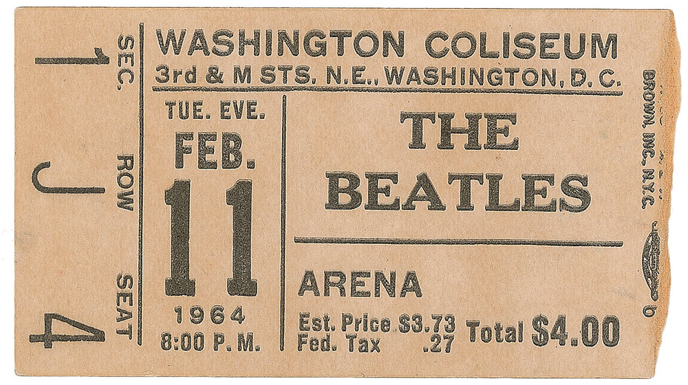 Beatles 1964 Washington Coliseum Ticket Stub | RR Auction