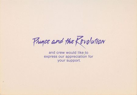 Lot #4056  Prince Purple Rain Tour 'Thank You' Card  - Image 2