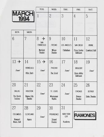 Lot #2526 CJ Ramone's 1994 Acid Eaters Tour Itineraries and Backstage Passes - Image 2