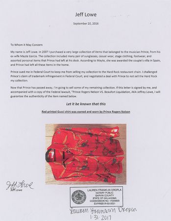 Lot #2747  Prince's Personally-Worn Gucci Shirt - Image 3