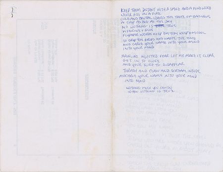 Lot #2555 CJ Ramone's Handwritten Song Lyrics - Image 1