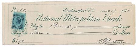 Lot #558 Mathew Brady: Rare endorsed check from the famed Civil War photographer - Image 1