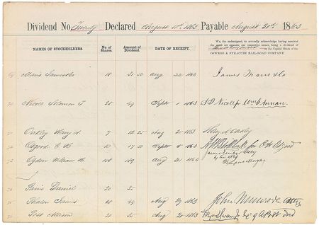 Lot #308 J. Pierpont Morgan: Early twice-signed document for Oswego & Syracuse Railroad shareholders - Image 2