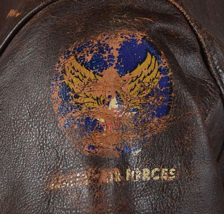 Lot #446  Korean War USAF 8th Bombardment Squadron A-2 Flight Jacket with Unit Patch and Painted Back - Image 3