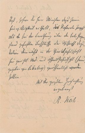 Lot #327 Robert Koch: Scarce letter by the 'father of bacteriology' - Image 2