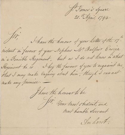 Lot #44 Lord Jeffery Amherst Signed Letter