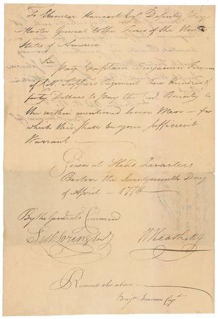 Lot #97 William Heath: A Bunker Hill captain's bounty, approved by Major General Heath - Image 1