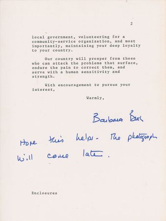 Lot #263 Barbara Bush: Barbara's advice on how to be 