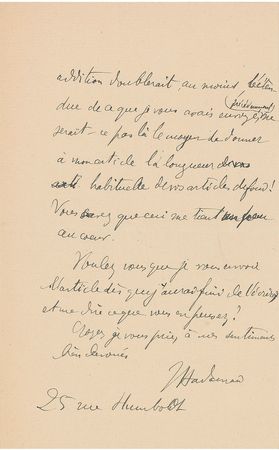 Lot #385 Jacques Hadamard Autograph Letter Signed - Image 2