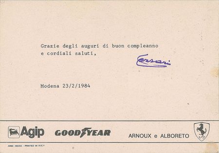 Lot #1071 Enzo Ferrari Typed Letter Signed - Image 1