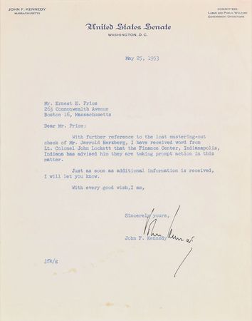 Lot #255 John F. Kennedy Typed Letter Signed - Image 2