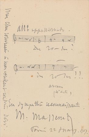Lot #685 Jules Massenet Signed Musical Quote - Image 1