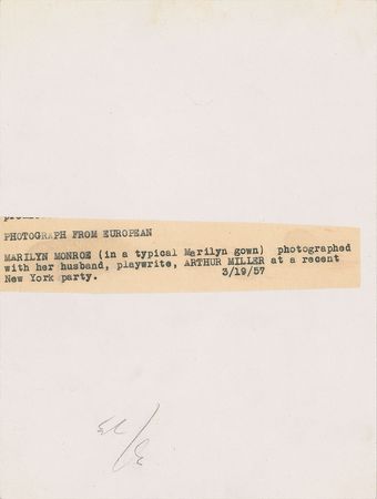 Lot #908 Marilyn Monroe and Arthur Miller Photograph - Image 2
