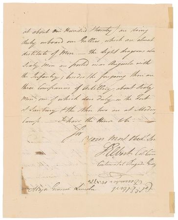 Lot #83 Samuel Elbert: Rare correspondence to General Lincoln from Georgia's front lines: 
