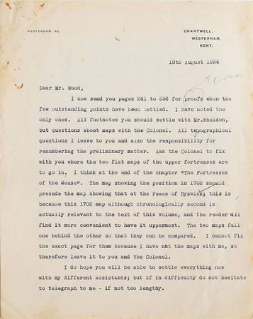 Lot #353 Winston Churchill: Rare hand-corrected proof page from Churchill's biography of Marlborough - Image 5