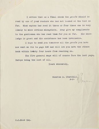 Lot #353 Winston Churchill: Rare hand-corrected proof page from Churchill's biography of Marlborough - Image 6