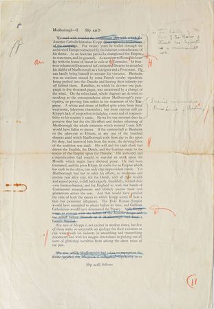 Lot #353 Winston Churchill: Rare hand-corrected proof page from Churchill's biography of Marlborough - Image 2
