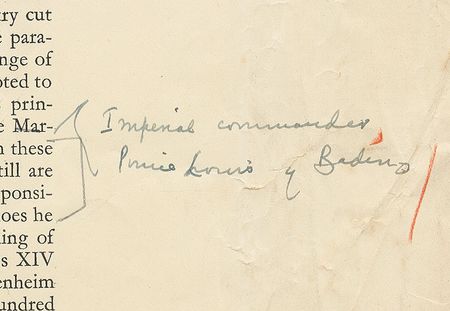 Lot #353 Winston Churchill: Rare hand-corrected proof page from Churchill's biography of Marlborough - Image 3