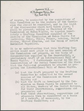 Lot #287 Eleanor Roosevelt: Eleanor writes to Truman regarding the drafting of an 